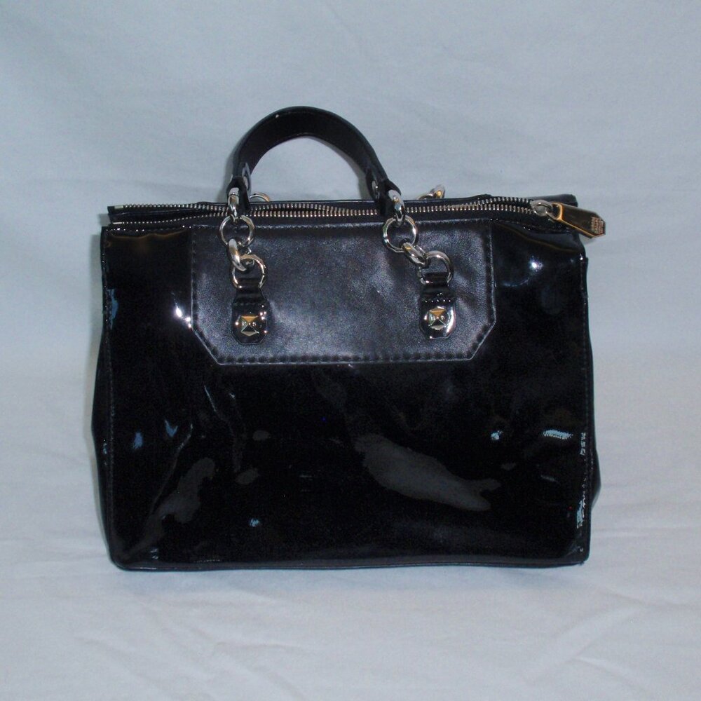 Rare Henri Bendel Black Patent Leather Satchel Bag Zip